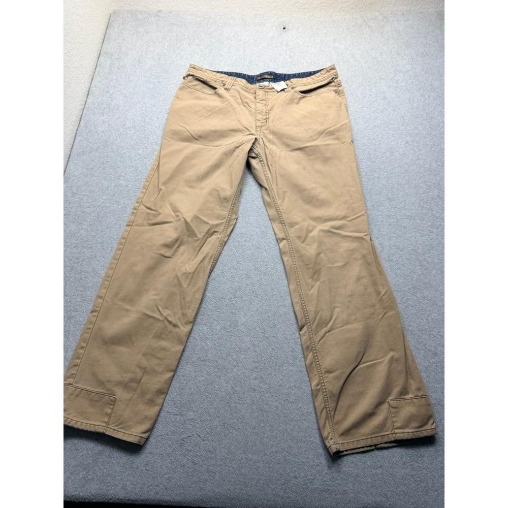 Columbia Kanvus Jean Mens 38 Khaki Tan Canvas Stretch Straight Leg Pants